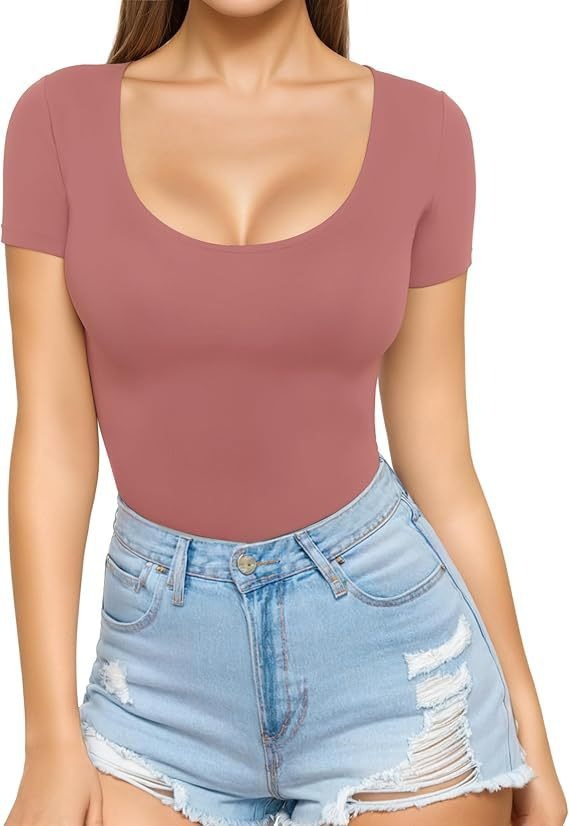 Crew-neck Short-sleeve Slim-fit Pullover T-shirt Slim Top