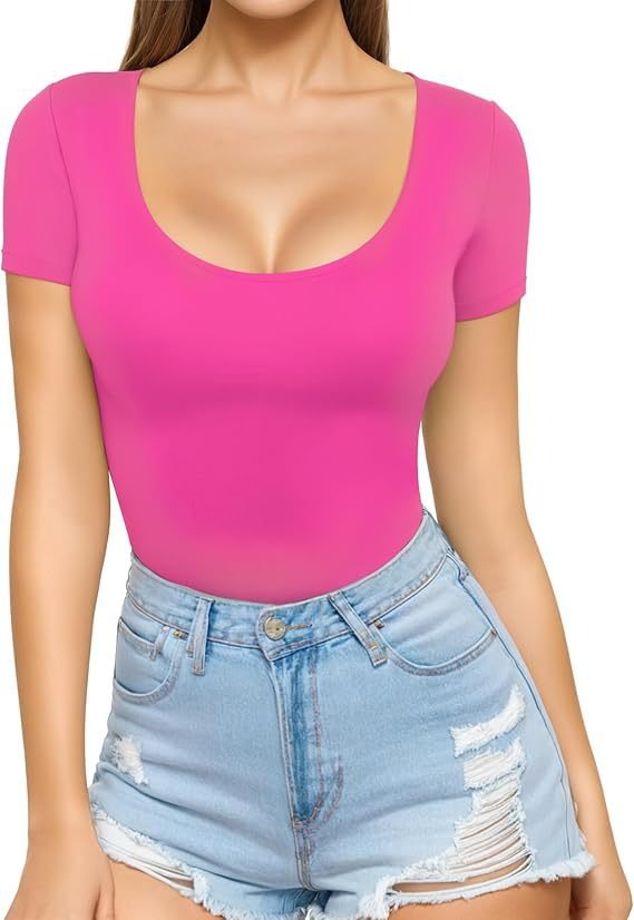 Crew-neck Short-sleeve Slim-fit Pullover T-shirt Slim Top