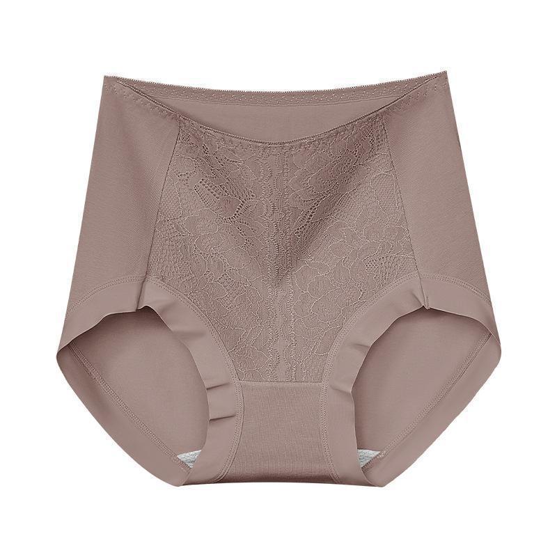 Mid-to-high-rise Tummy-control Lace 50-count Long-staple Cotton Panties For Women