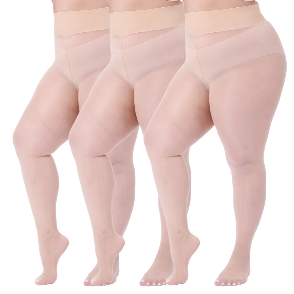 3 Pairs Plus Size Shiny Tights For Women