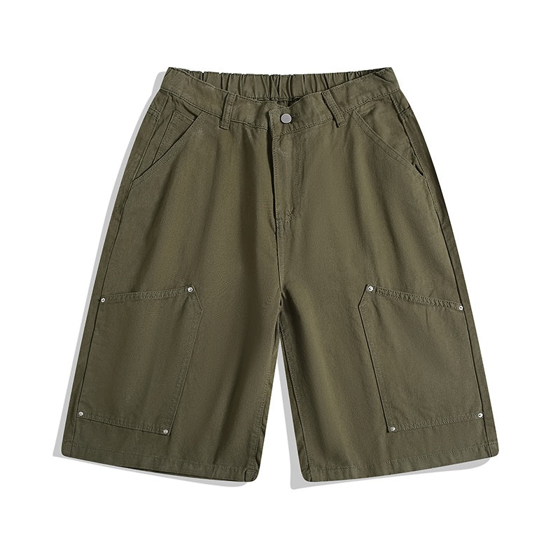 Workwear Rivet Cropped Pants Casual Wide-leg Shorts
