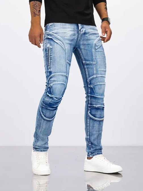Retro Casual Stretch Motorcycle Jeans For Men
