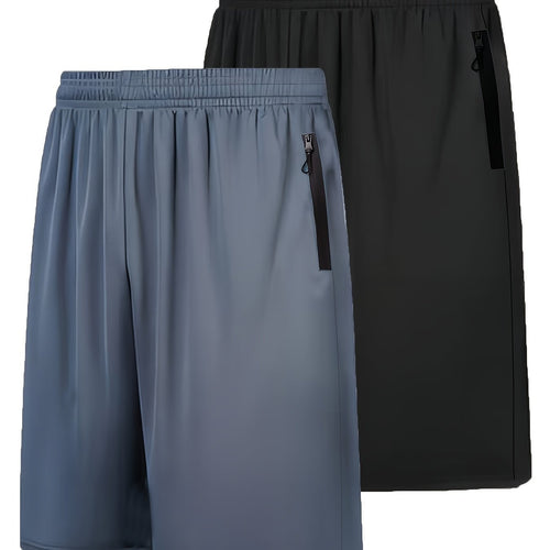 2PCs Quick-drying Men's Sports Shorts With Elastic Waist Belt