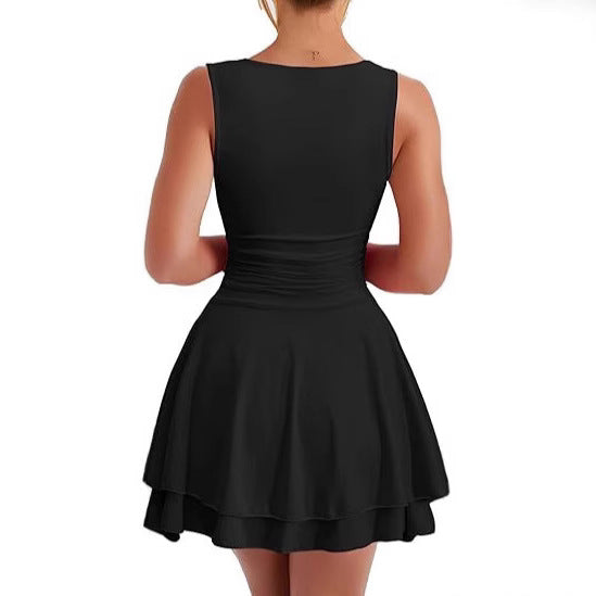 Sleeveless Corset Short Party Dress Solid Color