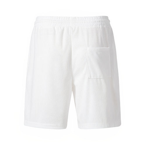 Corduroy Solid Color Drawstring Loose Sports Shorts For Men