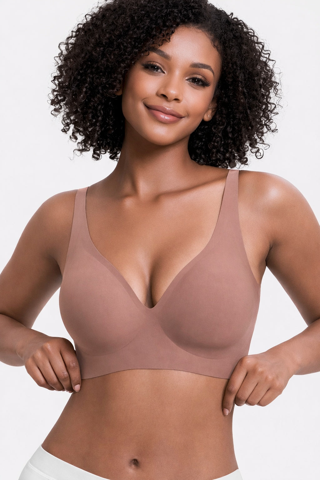 Jelly Wireless Womens Comfortable Wireless Bras Push Up Bralettes Seamless Tshirts Bras Deep V Everyday Bras
