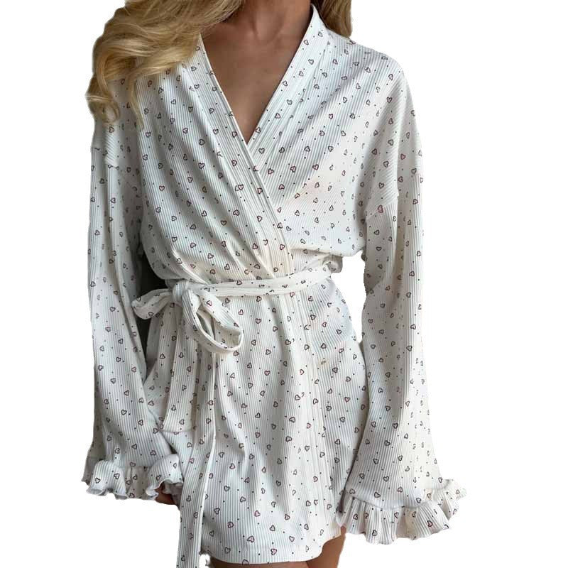 Women's Home Leisure Printed Long-Sleeve Nightgown