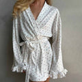 Women's Home Leisure Printed Long-Sleeve Nightgown