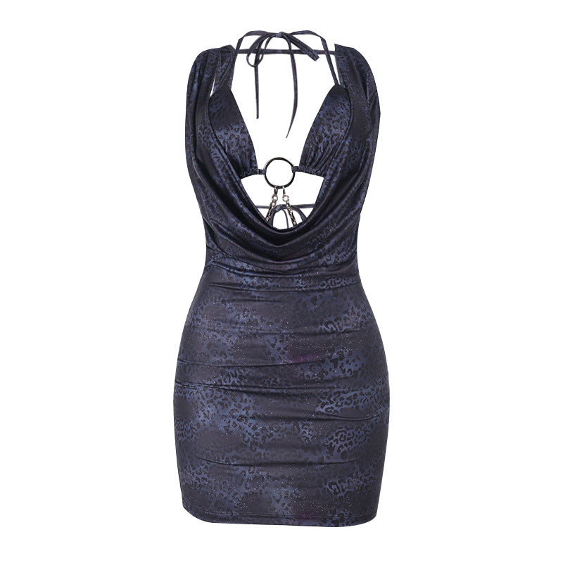 Feminine Cutout Bodycon Printed Dress