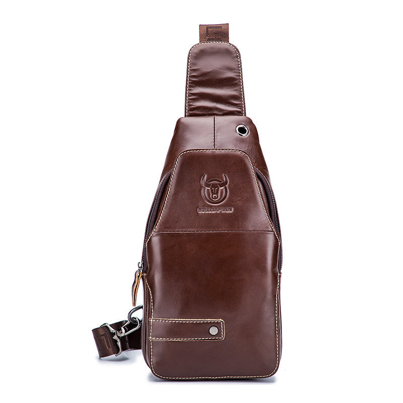 Mens Casual Crossbody Shoulder Bag Made From Full-Grain Leather