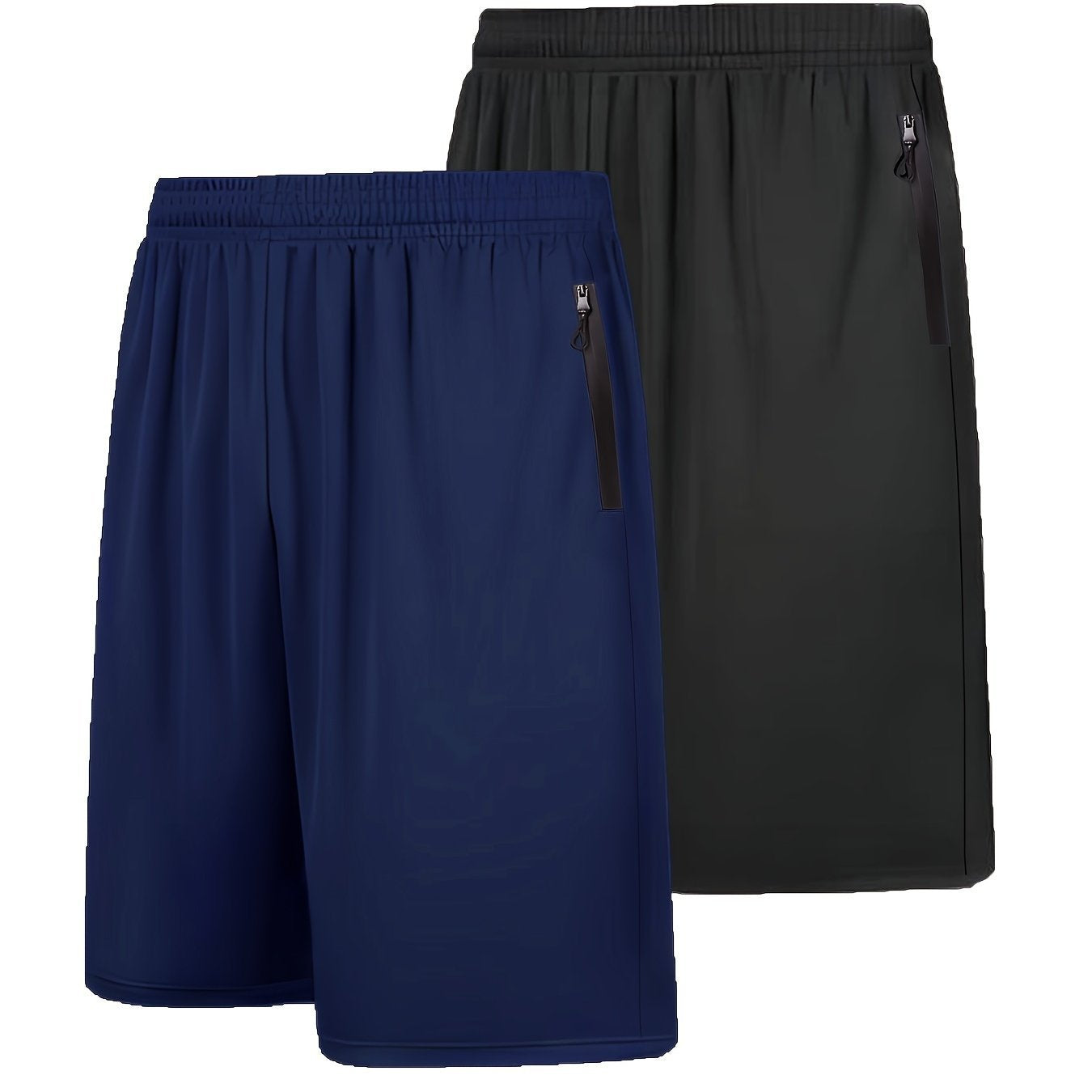 2PCs Quick-drying Men's Sports Shorts With Elastic Waist Belt