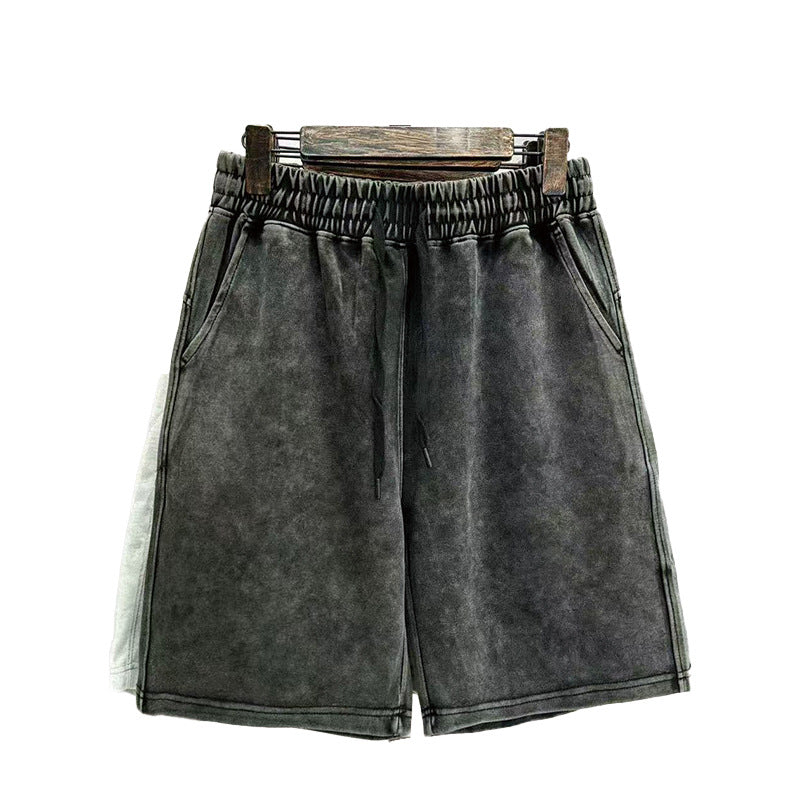 Men's Solid Color Distressed Shorts Loose Casual