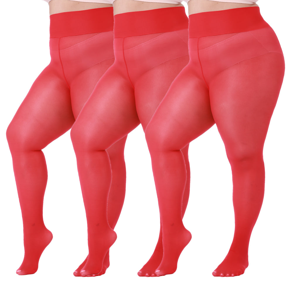 3 Pairs Plus Size Shiny Tights For Women