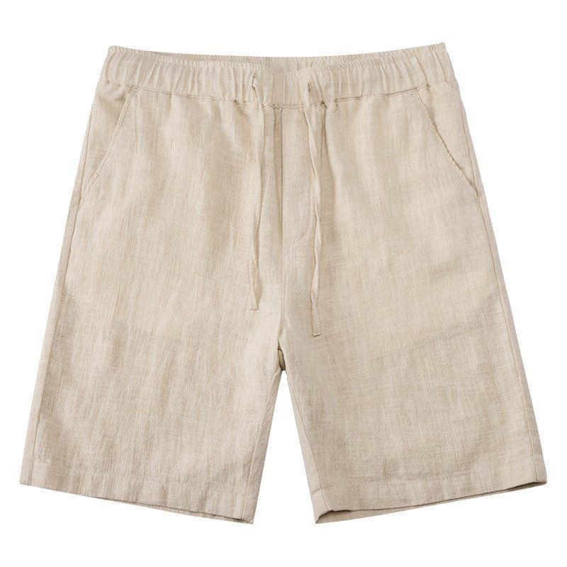 Solid Color Loose Straight Light Cotton Linen Men's Shorts