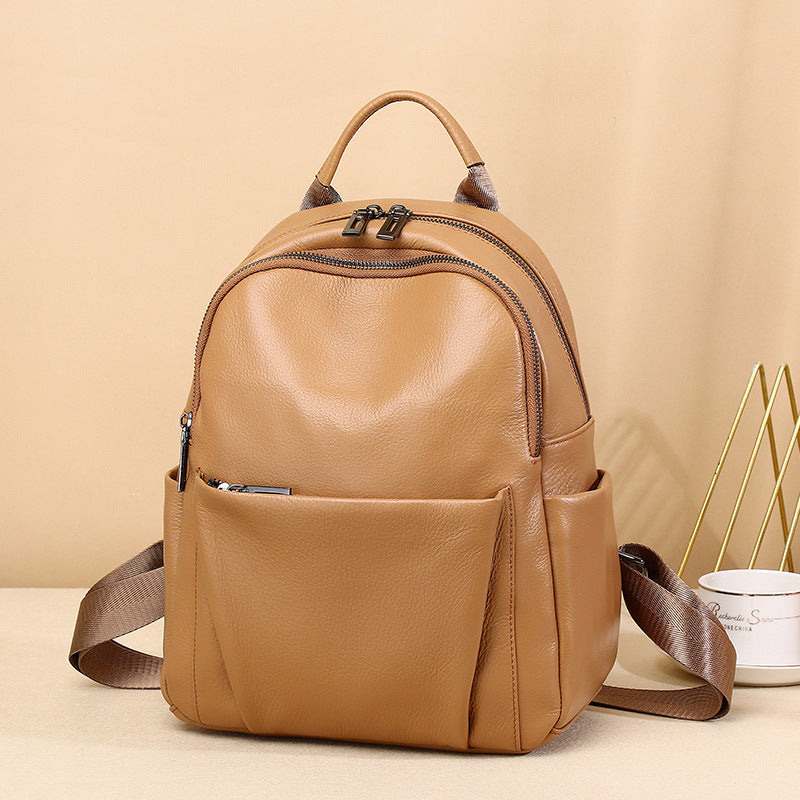Stylish And Versatile Womens First-Layer Cowhide Backpack