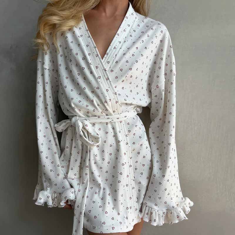 Women's Home Leisure Printed Long-Sleeve Nightgown
