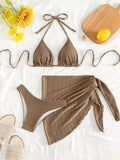 European And American Three-Piece Bikini Set Lace-Up One-Piece Swimsuit