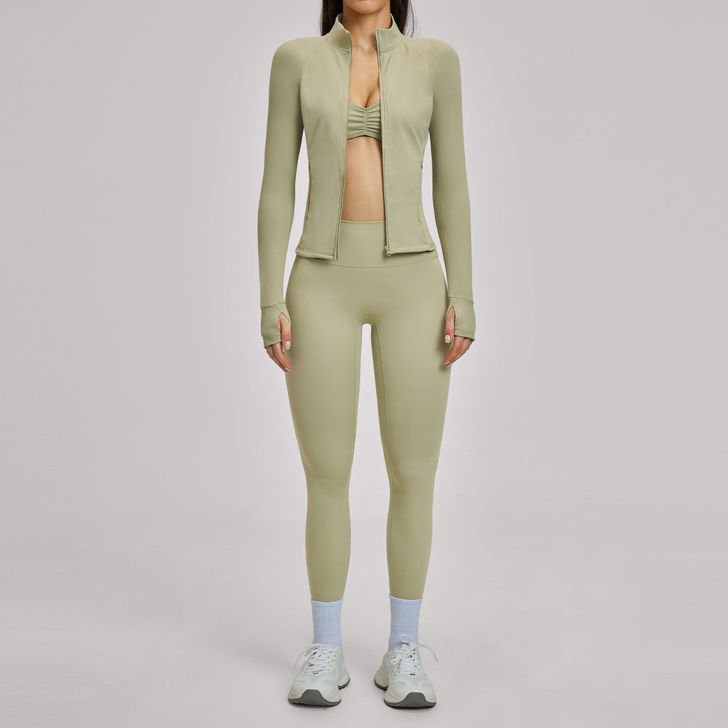 Brushed Zipper Casual Set For Women