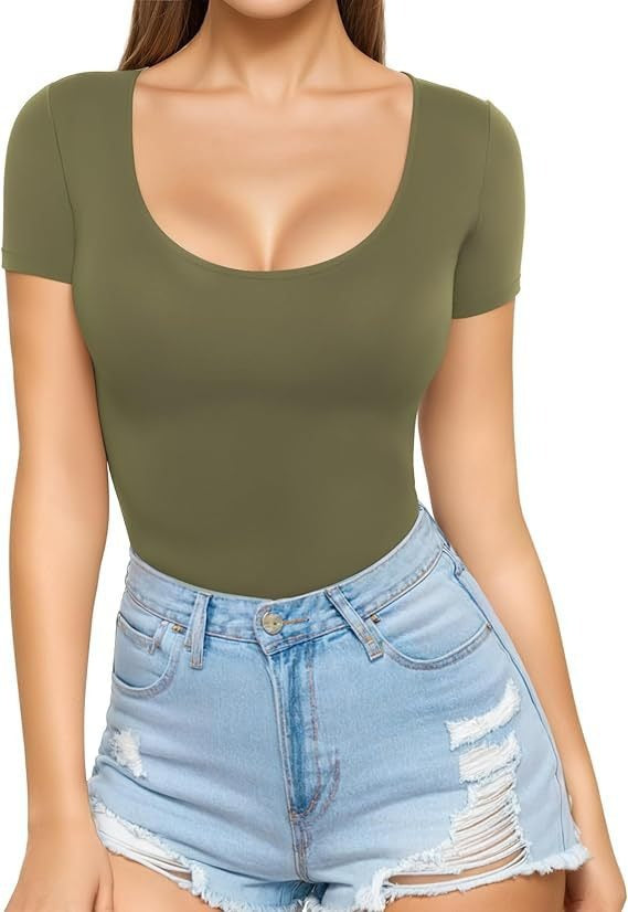 Crew-neck Short-sleeve Slim-fit Pullover T-shirt Slim Top