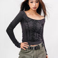 Women's Retro Square-Shoulder Slimming Long-Sleeve