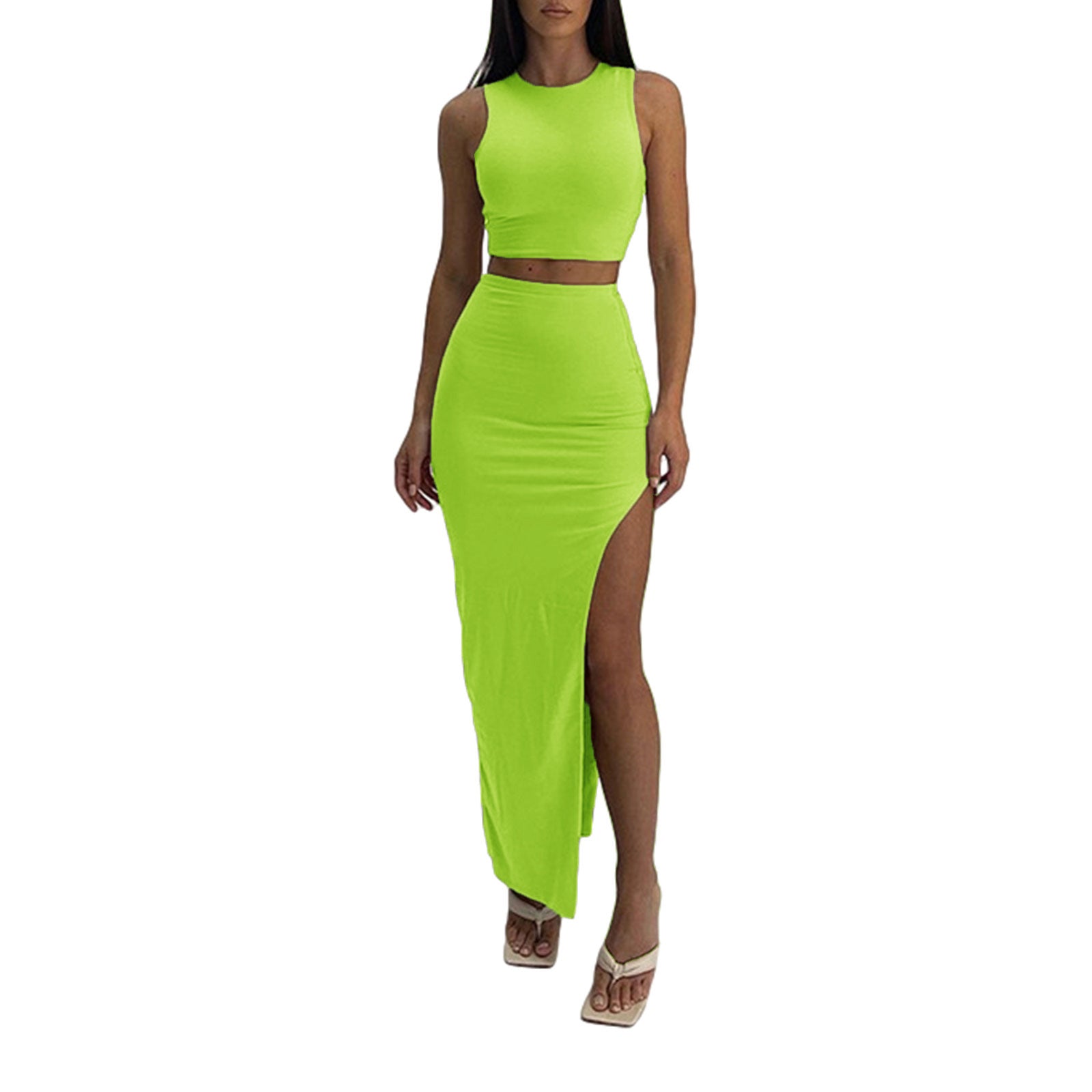 High-waisted Figure-flattering Side-split Skirt In A Casual JapaneseKorean Style