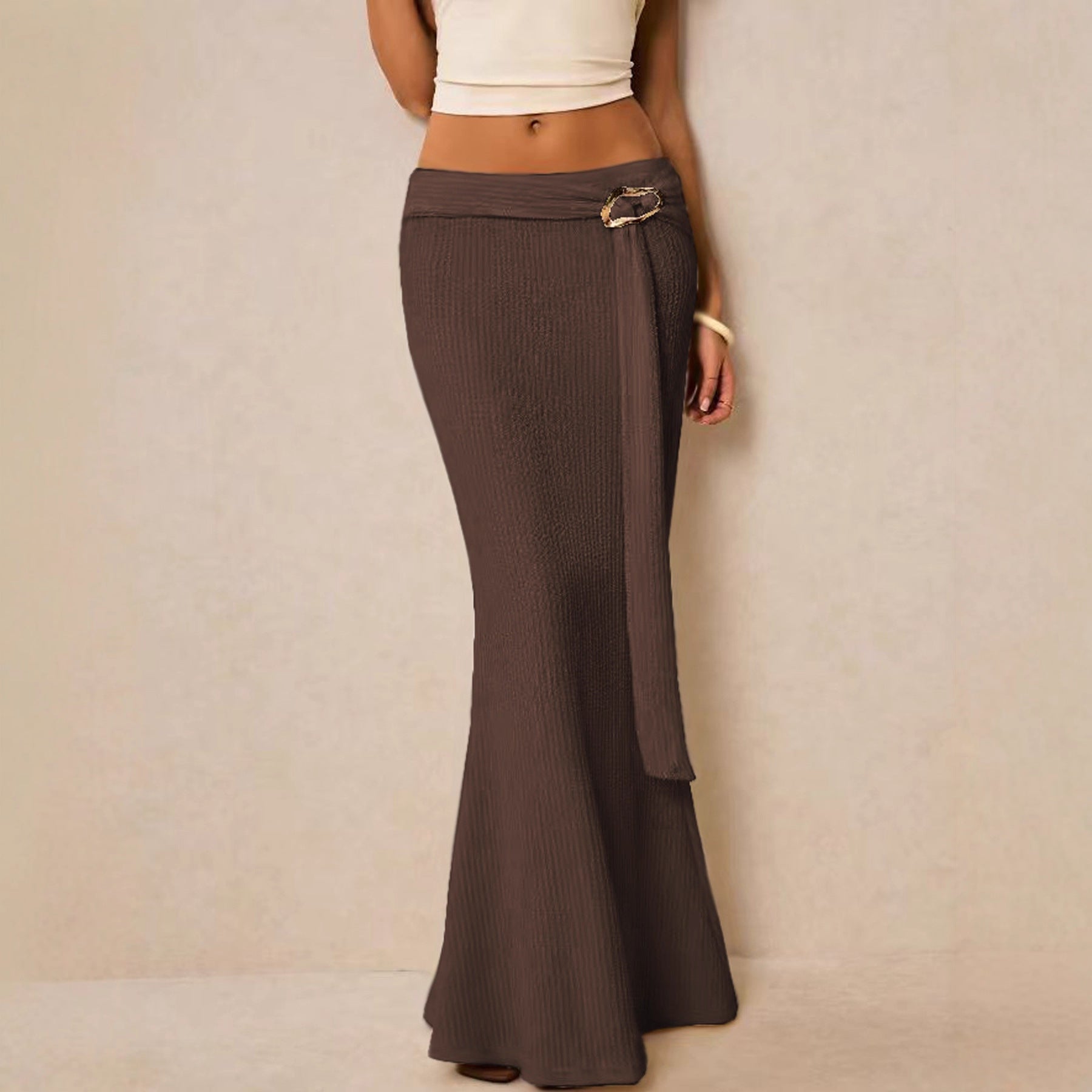 Metal-accented Figure-hugging Sheath Dress