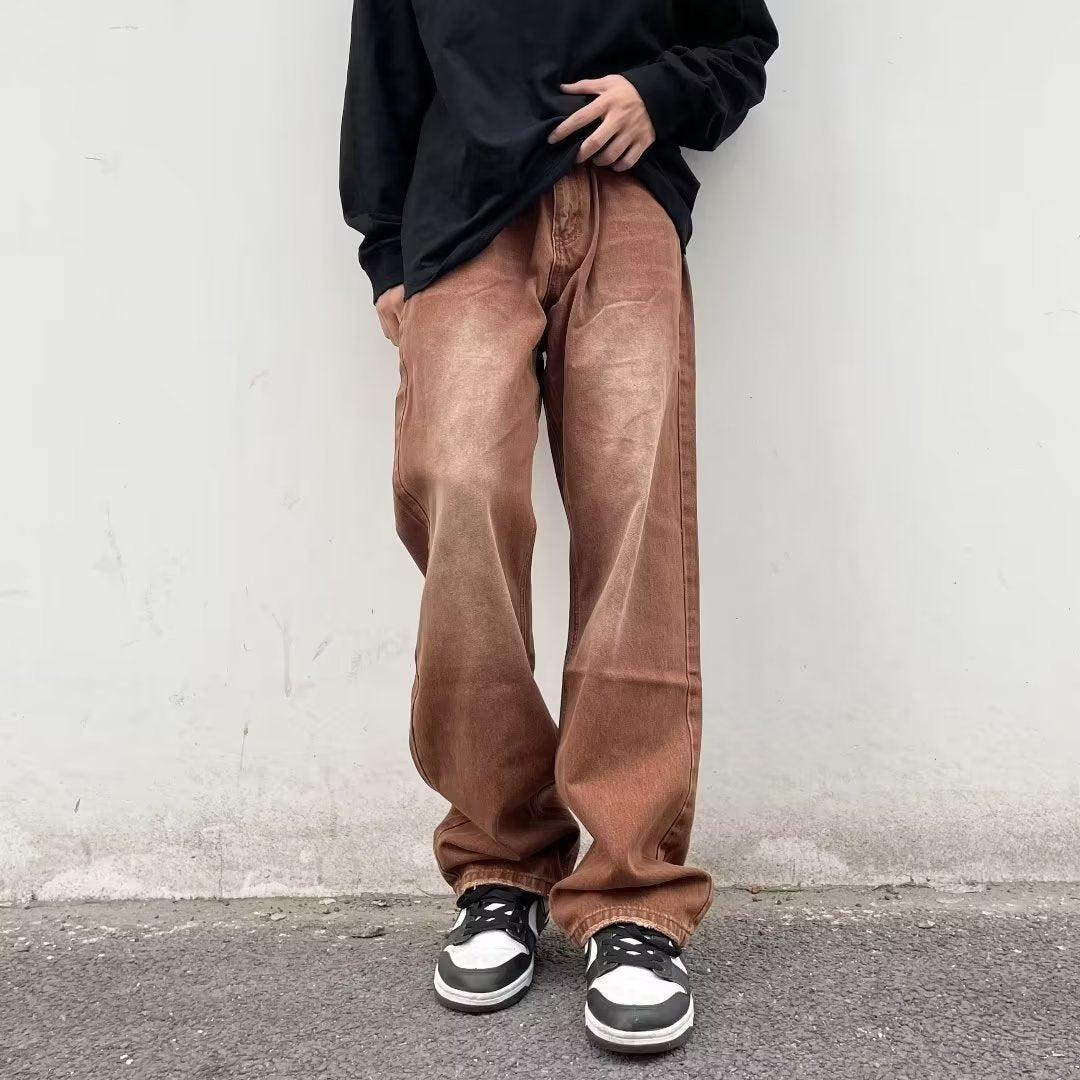 National Fashion Retro Worn Looking Washed-out Jeans