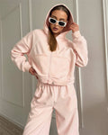 Women's Sportswear Set Solid Color Cardigan Set