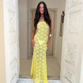 Lace-spliced Strap-backless Long Tube Dress For Women
