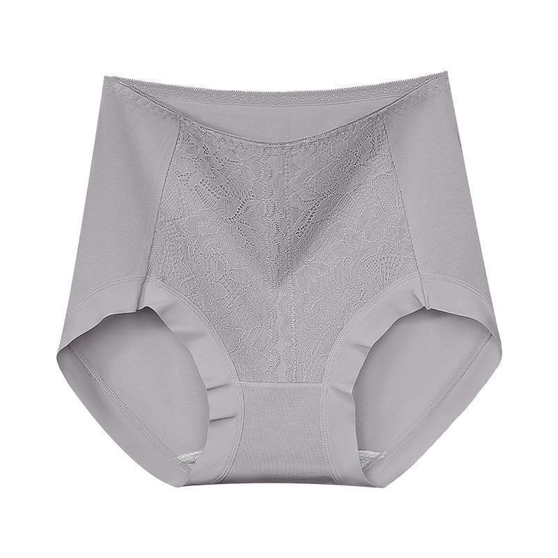 Mid-to-high-rise Tummy-control Lace 50-count Long-staple Cotton Panties For Women