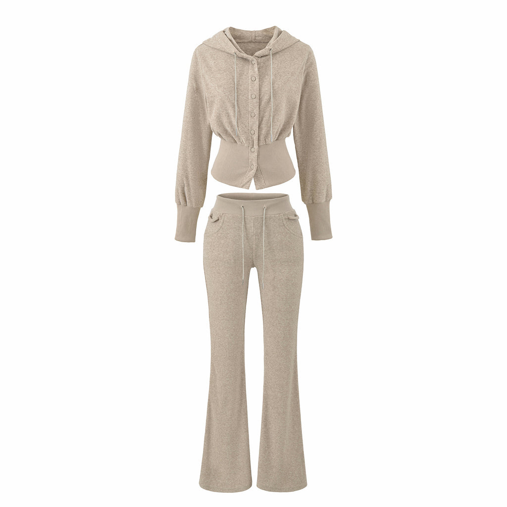 Adorned With Beaded Chains Flared Casual Trousers