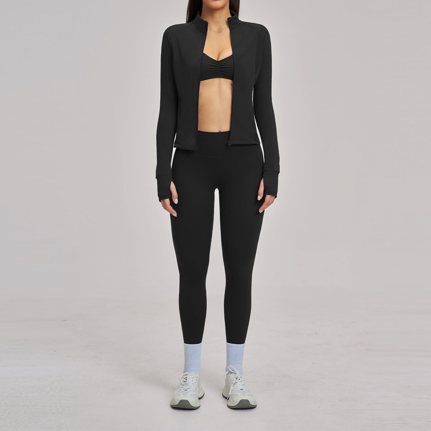 Brushed Zipper Casual Set For Women
