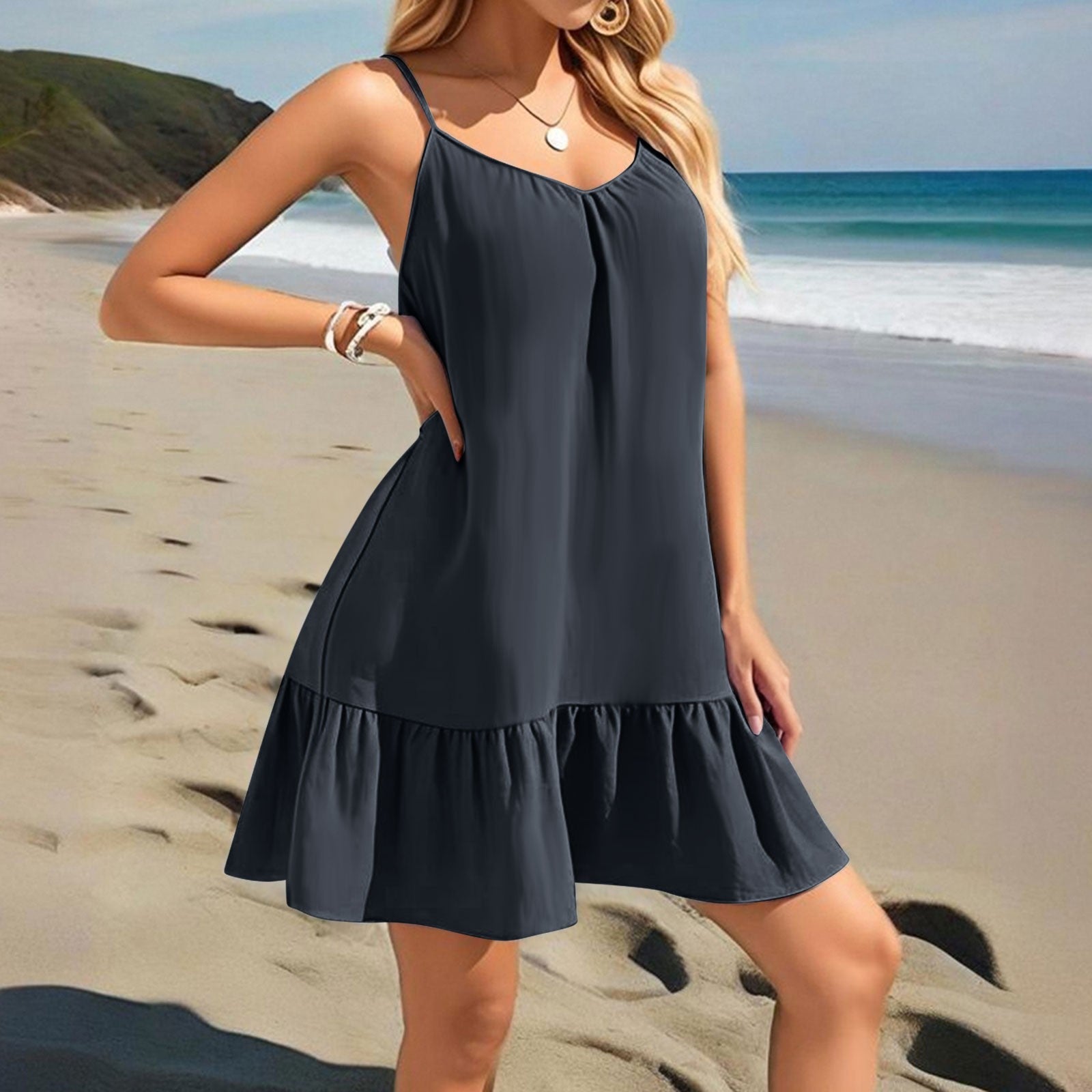 Strapless Solid-color Elegant Dress