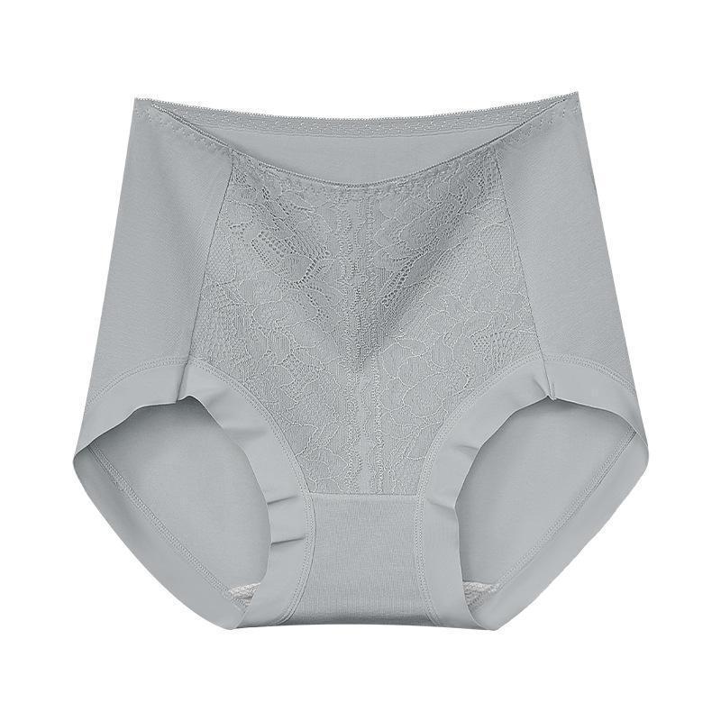 Mid-to-high-rise Tummy-control Lace 50-count Long-staple Cotton Panties For Women
