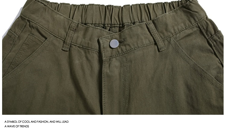 Workwear Rivet Cropped Pants Casual Wide-leg Shorts