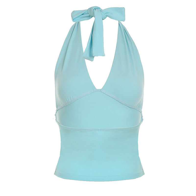 Women's Chic Solid-Color Halter Neck Tank Top