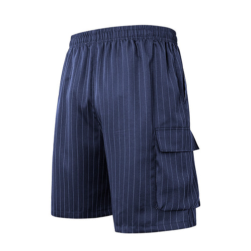 Chinese Style Summer Striped Casual Shorts Men's Loose Straight Beach Pants Shorts