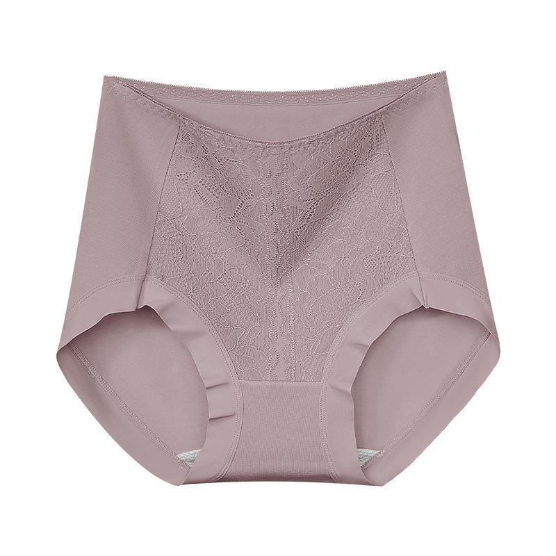 Mid-to-high-rise Tummy-control Lace 50-count Long-staple Cotton Panties For Women