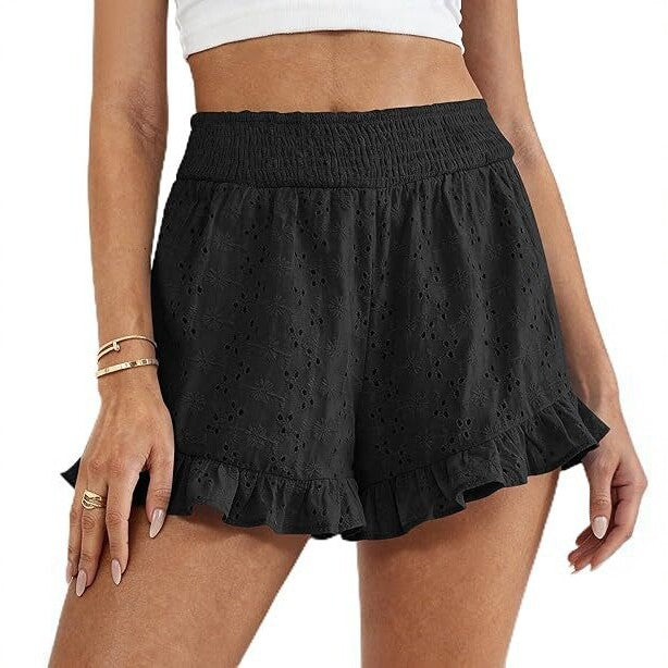 High-waisted Cutout Lace Shorts Womens Casual Beach Shorts