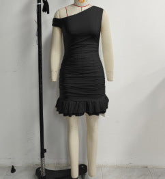 Sexy Backless Slimming Pleated Sheath Mini Skirt