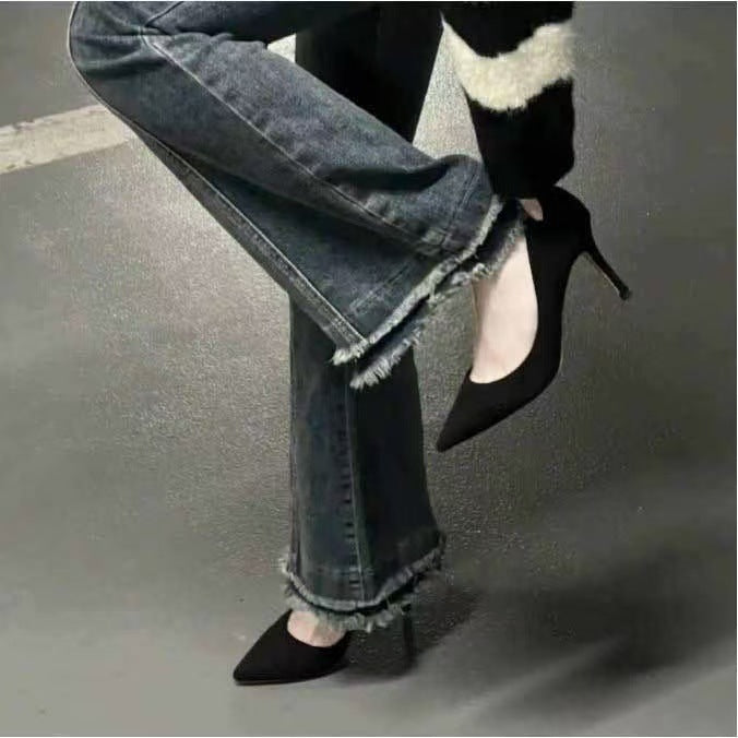 Black Women's Stiletto Heels Suitable For Sports Universal