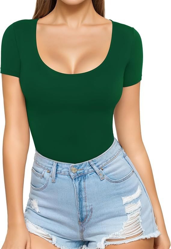 Crew-neck Short-sleeve Slim-fit Pullover T-shirt Slim Top