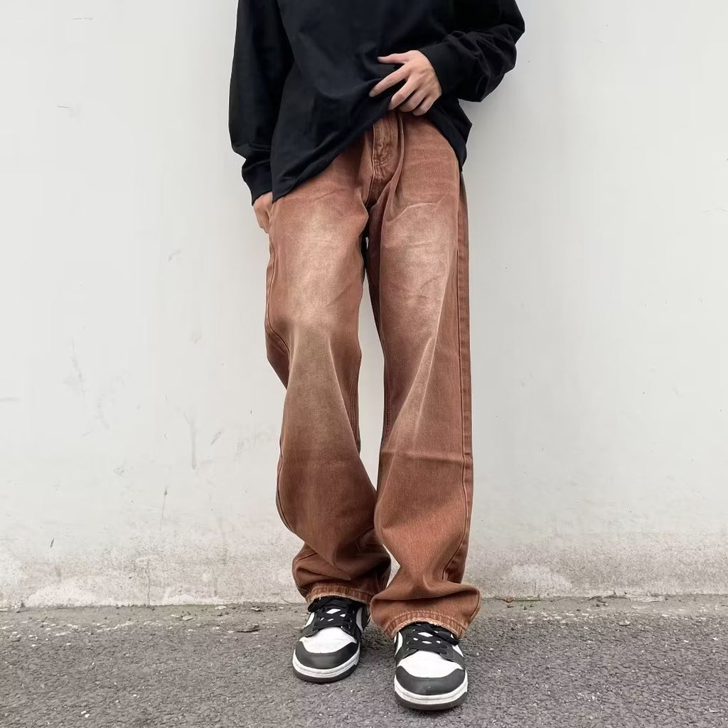 National Fashion Retro Worn Looking Washed-out Jeans