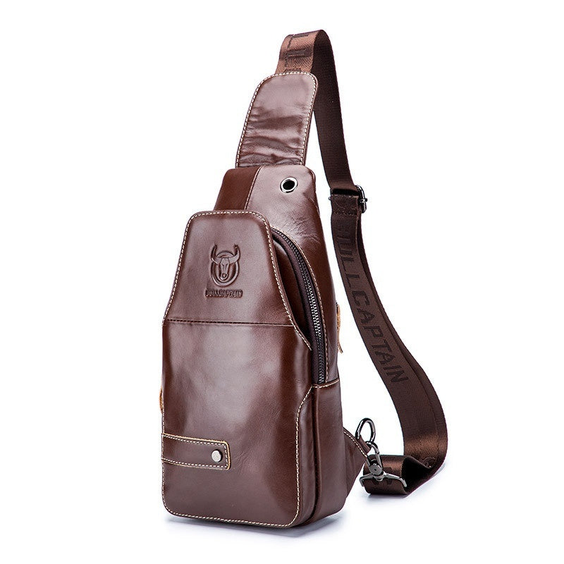 Mens Casual Crossbody Shoulder Bag Made From Full-Grain Leather