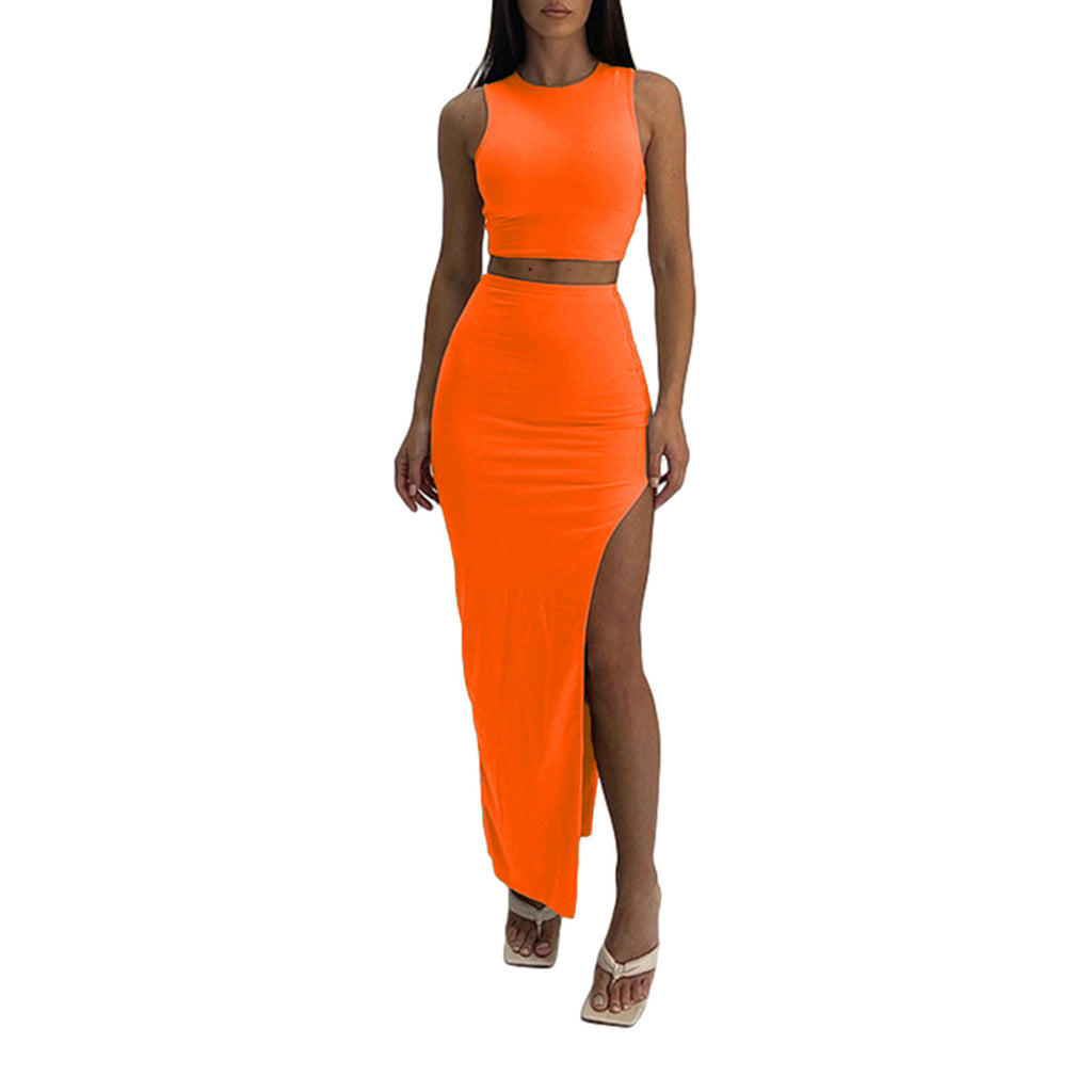 High-waisted Figure-flattering Side-split Skirt In A Casual JapaneseKorean Style
