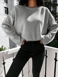High-waisted Color-block Loose-fitting Cropped Pullover Knit Sweater