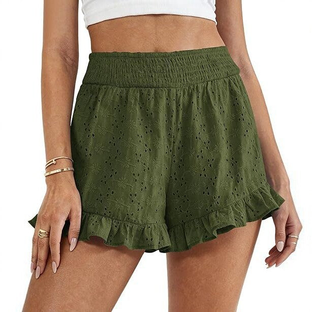 High-waisted Cutout Lace Shorts Womens Casual Beach Shorts