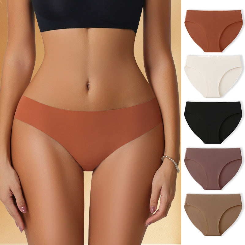 Seamless Ice Silk Low-Rise Breathable Quick-Drying Solid Color Yoga Sports Underwear For Women