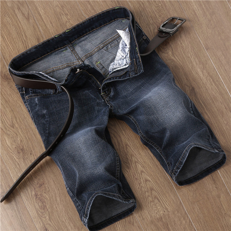 Fashion Personality Men's Slim Fit Black Denim Shorts