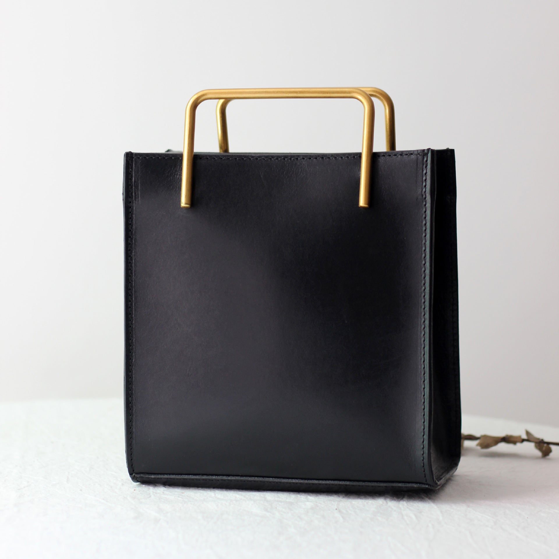 Vintage Womens Small Square Bag Made From Full-Grain Vegetable-Tanned Leather